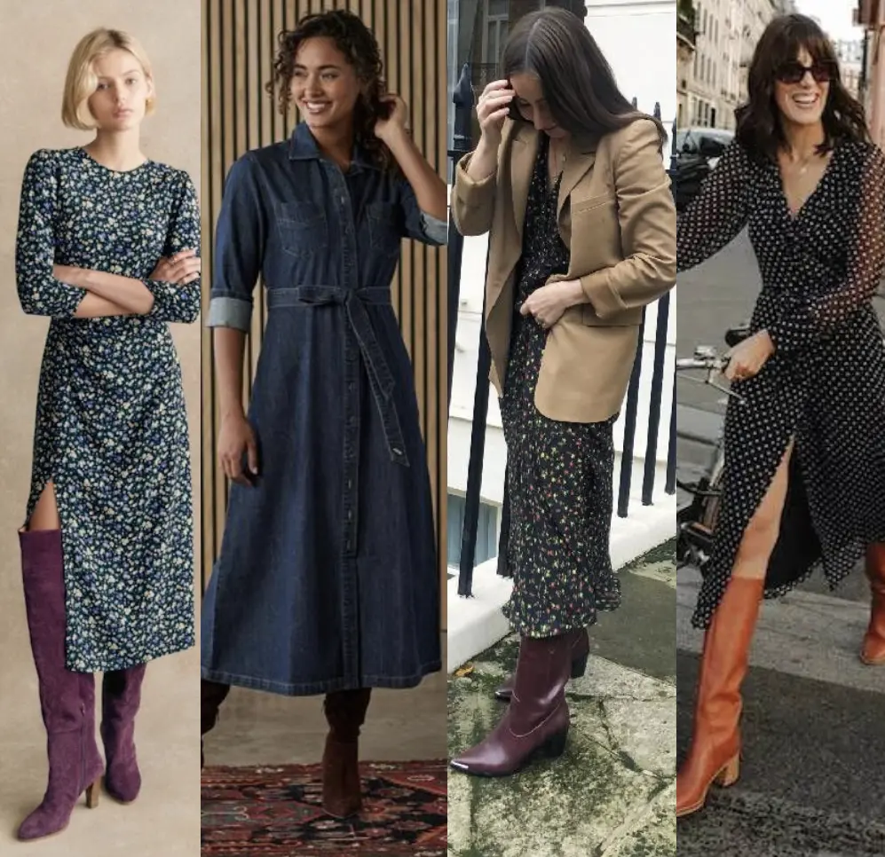 How to Style Your Dresses with Boots in Fall and Winter